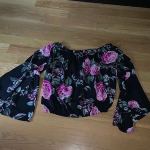 Black floral crop top.